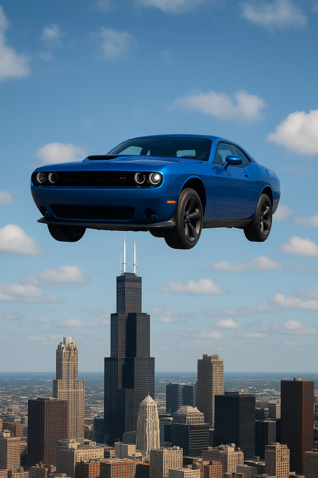 Challenger Jumping Over Willis Tower